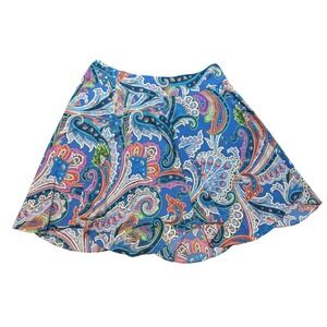 LAUREN Ralph Lauren Womens 18W Blue Multi Paisley Print Asymetrical Skirt